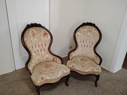 Two victorian chairs full - two,
