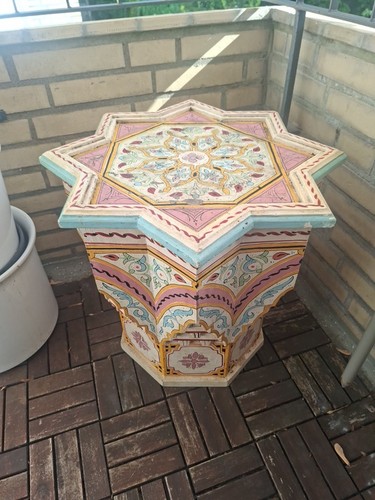 Moroccan side table wooden - moroccan,